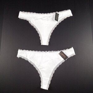 Frederick's Of Hollywood Cora Cotton & Lace Thong Panty Bundle Size 1X White